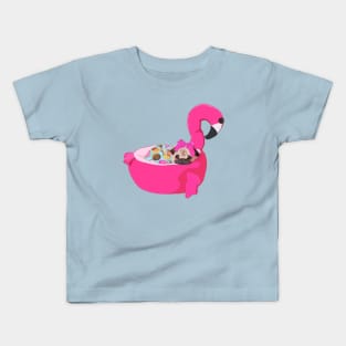 Cute Pug And Flamingo Kids T-Shirt